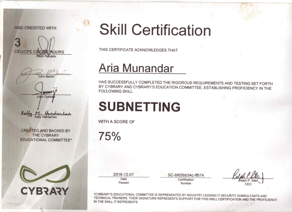 Cybrary Skill Certification – Subnetting