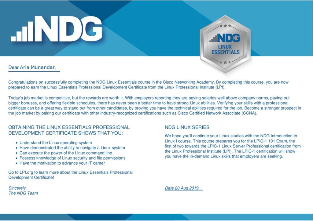 NDG Linux Essentials – Cisco Networking Academy